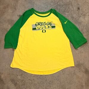 Nike Oregon Ducks Shirt 3/4 Sleeve Women's XXL Yellow And Green Collegiate Merch